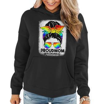 Proud Mom Messy Bun Rainbow Lgbt Mom Lgbt Gay Pride Lgbtq Women Hoodie | Mazezy