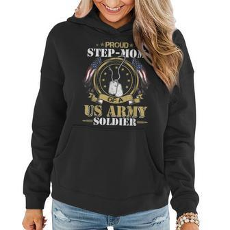 Proud Step-Mom Of A Us Army Soldier Funny Military Pride Women Hoodie | Mazezy