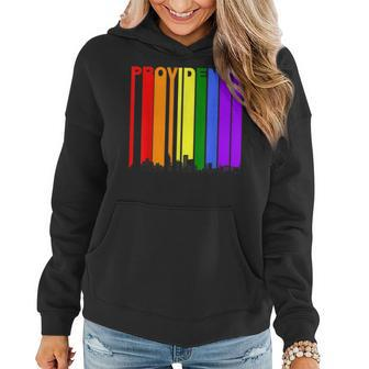Providence Rhode Island Skyline Rainbow Lgbt Gay Pride Women Hoodie | Mazezy