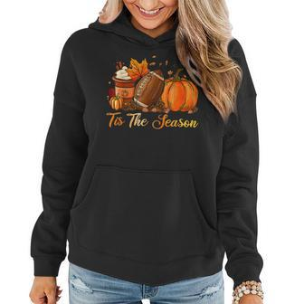 Pumpkin Spice Football Tis The Season Fall Thanksgiving Women Hoodie | Mazezy