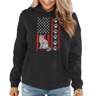Ragamuffin Cat 4Th Of July Patriotic American Flag Paws Women Hoodie | Mazezy