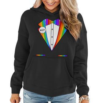 Rainbow Ally Gay Pride Tuxedo Pride For Allies Women Hoodie | Mazezy