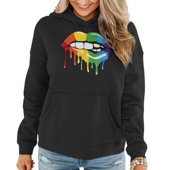 Rainbow Lips Colorful Gay Pride Lgbt Flag Women Hoodie - Thegiftio UK