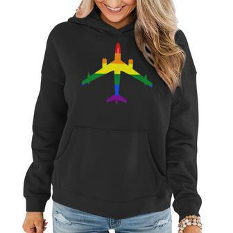 Rainbow Pride Lgbt Airplane Gay Pilot Women Hoodie | Mazezy
