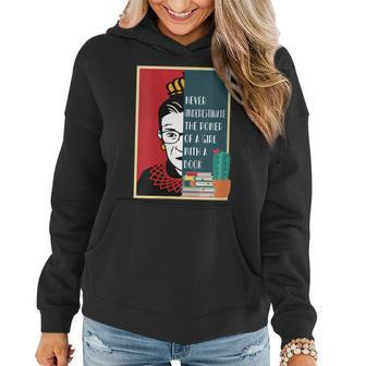 Rbg Never Underestimate The Power Of A Girl With A Book Gift For Womens Women Hoodie - Seseable
