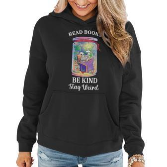 Read Books Be Kind Stay Weird Funny Skull Book Lover Vintage Be Kind Funny Gifts Women Hoodie | Mazezy AU