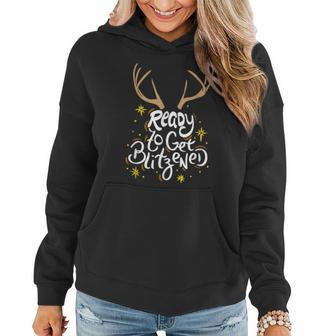 Ready To Get Blitzened Funny Christmas Alcohol Women Hoodie | Mazezy