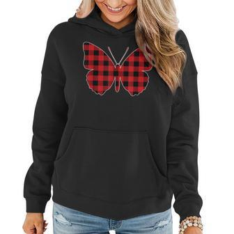 Red Buffalo Plaid Butterfly Matching Family Christmas Women Hoodie | Mazezy CA