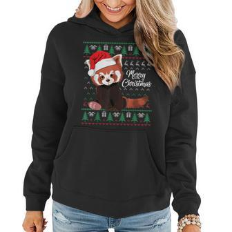 Red Panda Christmas Ugly Sweater Merry Xmas Pajamas Women Hoodie | Mazezy