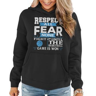 Respect All Fear None Motivational Basketball Quote Women Hoodie | Mazezy