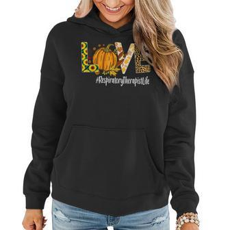 Respiratory Therapist Love Fall Pumpkin Leopard Halloween Therapist Women Hoodie | Mazezy