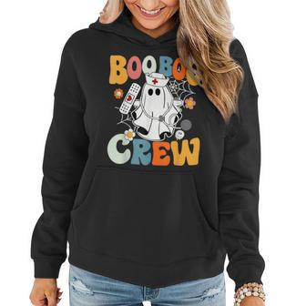 Retro Groovy Boo Boo Crew Nurse Ghost Halloween Nurse Women Hoodie - Seseable