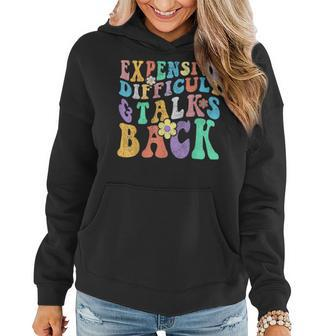Retro Groovy Expensive Difficult And Talks Back Mothers Day Women Hoodie - Thegiftio UK