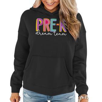 Retro Pre-K Dream Team Groovy Teacher Back To School Women Hoodie - Seseable