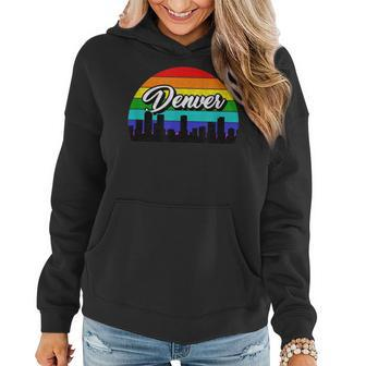 Retro Style Rainbow Sunset Souvenir Denver Gay Pride Women Hoodie | Mazezy