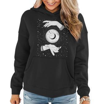 Retro Vintage Halloween Witch Crystal Ball Witch Hands Stars Gift For Womens Women Hoodie | Mazezy
