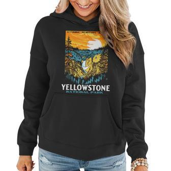 Retro Yellowstone National Park Wpa Style Lower Falls Women Hoodie - Thegiftio UK