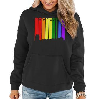 Rochester Minnesota Lgbtq Gay Pride Rainbow Skyline Women Hoodie | Mazezy