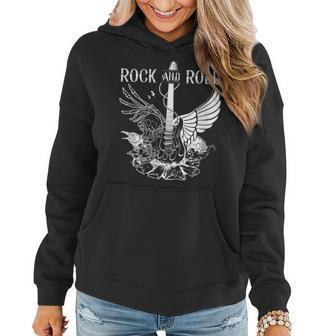 Rock And Roll Musical Instrument Guitar Women Hoodie - Seseable