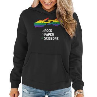 Rock Paper Scissors Lesbian Pride Lgbtq Rainbow Pride Women Hoodie | Mazezy