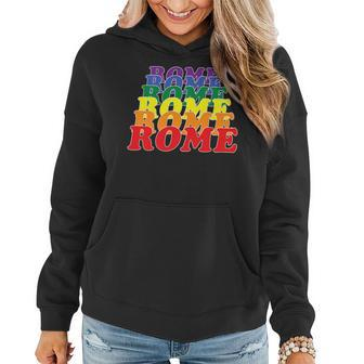 Rome City Gay Pride Rainbow Word Design Women Hoodie | Mazezy