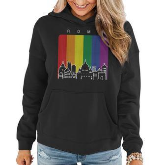 Rome Italy Gay Pride Rainbow Flag Women Hoodie | Mazezy