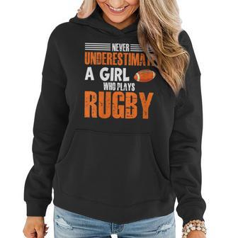 Rugby Girl Meme Never Underestimate A Girl Who Plays Rugby Women Hoodie | Mazezy