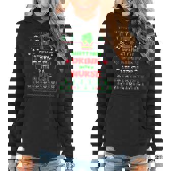 Safety First Drink With A Nurse Ugly Christmas Sweater Women Hoodie | Mazezy