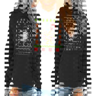Santa Chicken Christmas Lights Ugly Sweater Chicken Women Hoodie - Monsterry