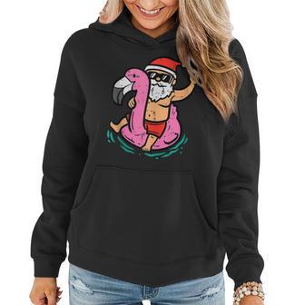 Santa Flamingo Floatie Funny Christmas In July Summer Xmas Women Hoodie - Monsterry DE