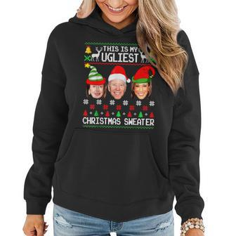 Santa Joe Biden This Is My Ugliest Christmas Sweater Ugly Women Hoodie | Mazezy DE