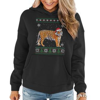 Santa Tiger Ugly Sweater Animals Christmas Pajama Women Hoodie | Mazezy AU