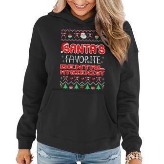 Santas Favorite Dental Hygienist Christmas Ugly Sweater Women Hoodie - Seseable