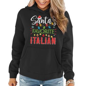Santas Favorite Italian Xmas Light Santa Hat Christmas Gift Women Hoodie | Mazezy