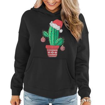 Santa's Hat Cactus Sweater Christmas Party Xmas Holidays Women Hoodie - Monsterry