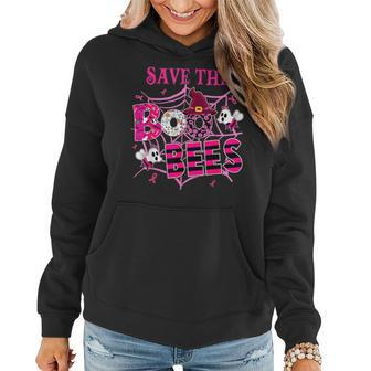 Save The Boobees Boo Bees Breast Cancer Halloween Women Hoodie - Seseable