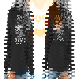 Scary Enough Halloween Chicken In Scary Pumpkins Farmer Women Hoodie | Mazezy