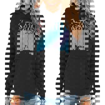 Seattle - City Pride - Retro Skyline Silhouette Image Women Hoodie | Mazezy