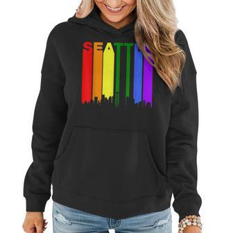Seattle Washington Lgbtq Gay Pride Rainbow Skyline Women Hoodie | Mazezy
