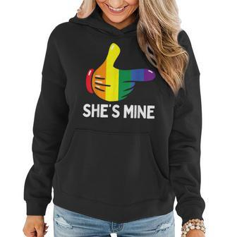 Shes Mine Rainbow Flag Lesbian Pride Lgbtq Matching Couple Women Hoodie | Mazezy