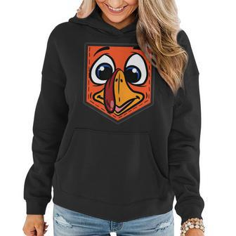 Silly Turkey Face Pocket Thanksgiving Day Fall Autumn Women Hoodie - Monsterry