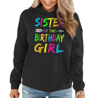 Sister Of The Birthday Girl Glows Retro 80S Party Women Hoodie - Seseable