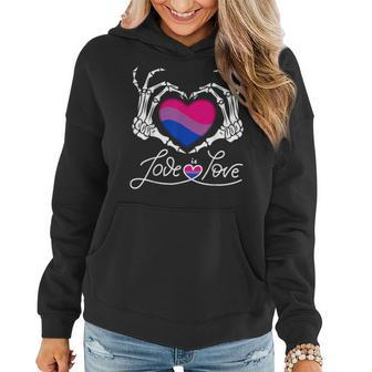 Skeleton Heart Love Is Love Lgbt Bisexual Pride Month Women  Women Hoodie