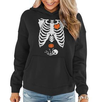 Skeleton Pregnancy Baby X-Ray Halloween Pregnant Mom Women Hoodie - Monsterry