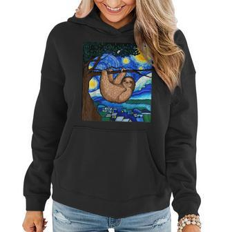 Sloth Humor Lazy Person Sloth Starry Night Funny Sloth Women Hoodie | Mazezy DE