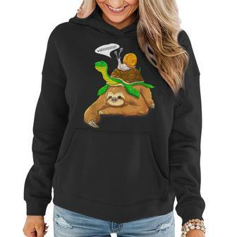 Sloth Turtle Snail Humor Cute Animal Lover Women Hoodie - Monsterry UK
