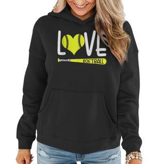 Softball Heart Graphic Saying For N Girls And Women Softball Funny Gifts Women Hoodie | Mazezy