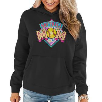 Softball Mom Retro 80S 90S Mothers Day Softball Mama Gifts For Mom Funny Gifts Women Hoodie | Mazezy CA