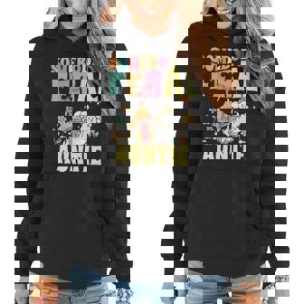 Somebodys Feral Auntie Wild Aunt Groovy Mushroom Floral Cat Women Hoodie | Mazezy