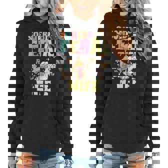 Somebodys Feral Wife Wild Family Groovy Mushroom Cat Floral Funny Gifts For Wife Women Hoodie | Mazezy